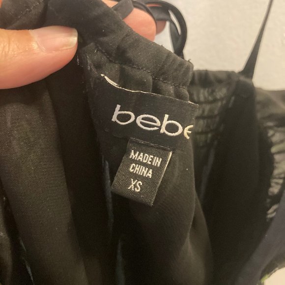 XS Bebe Green & Black Sheer, Lined Maxi Dress - Picture 6 of 15